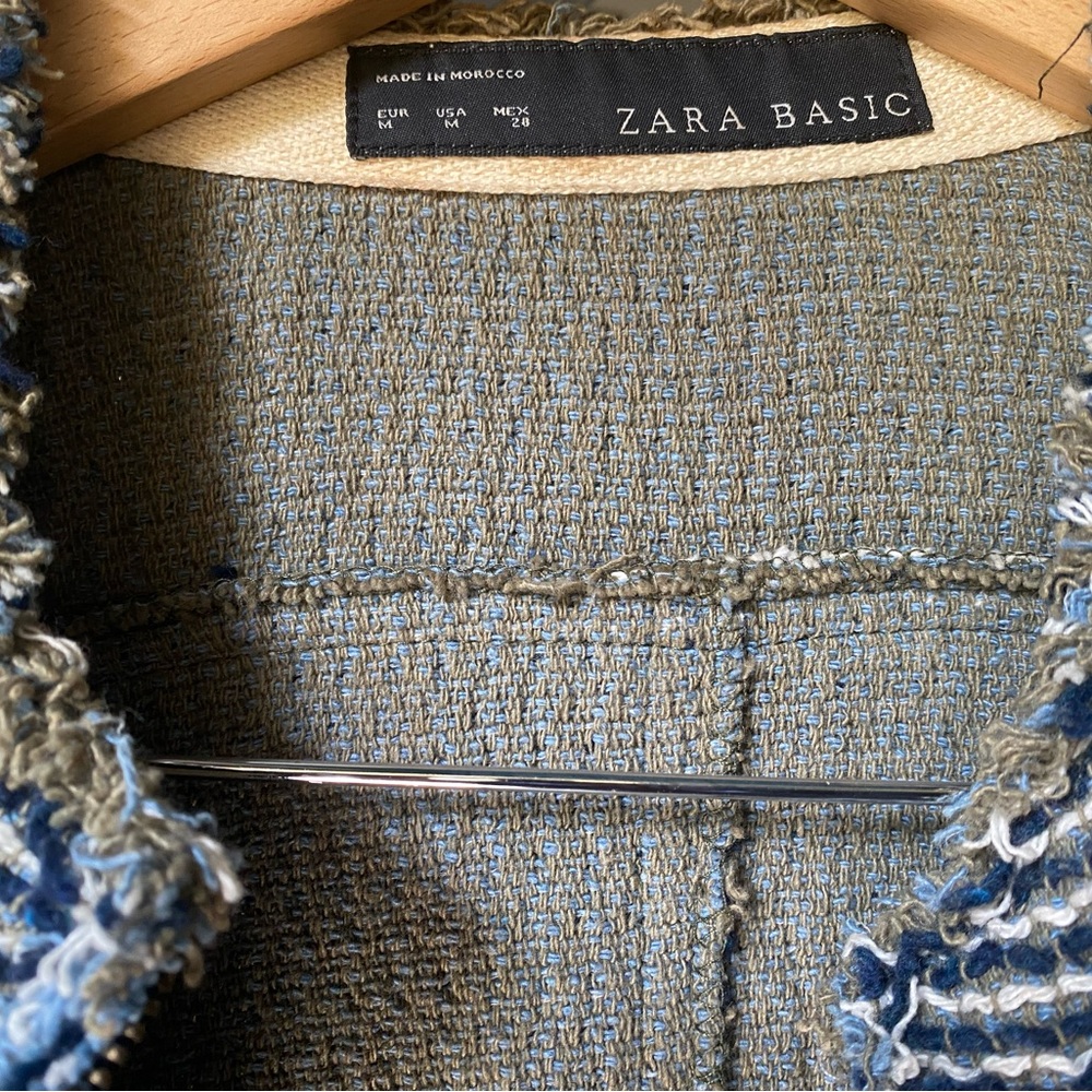 Zara Weave Crop Jacket in Blue & Sage - Picture 8 of 12